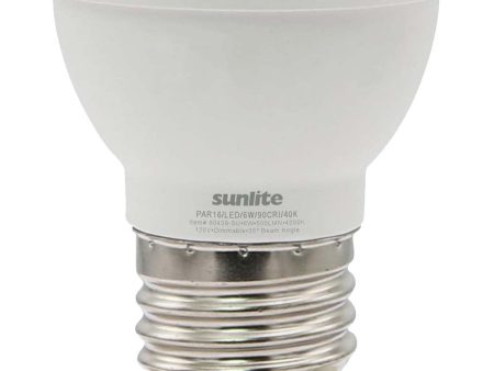 Sunlite 6w LED PAR16 Short Neck Recessed E26 4000K Flood Bulb - 50W Equiv For Sale