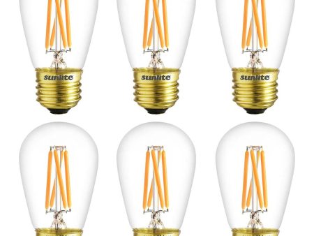 6Pk - Sunlite 4w LED S14 Glass String E26 Base 2700K Bulb - 25W Equiv Fashion