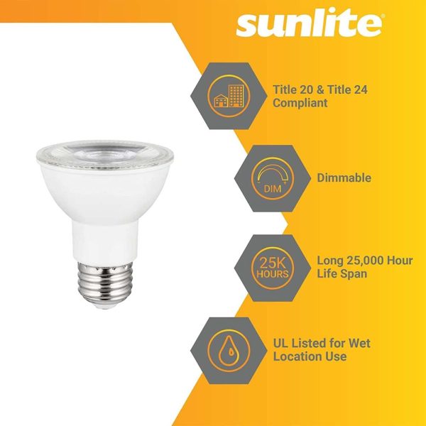 Sunlite 8w LED PAR20 E26 Base Dimmable 2700K Flood Bulb - 50W Equiv Supply