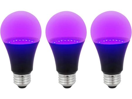 3Pk - Sunlite 7w LED A19 UV Blacklight Blue Special Effects Bulb - 60w Equiv For Discount