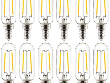 12Pk - Sunlite 2w LED Filament T8 Tubular E12 Base 2700K Bulb - 25w equiv For Sale