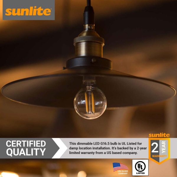 6Pk - Sunlite 5w LED G16.5 Filament Globe E12 Base 5000K Super White Bulb Sale