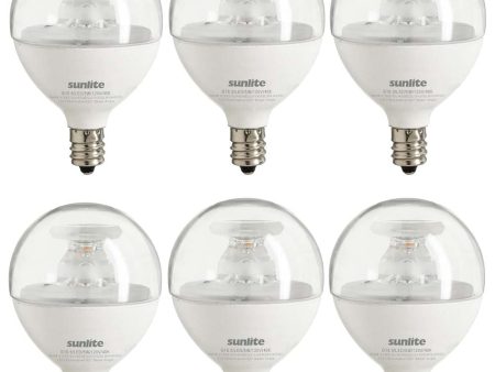 6Pk - Sunlite 5w LED G16.5 Clear Globe E12 Base 4000K Bulb - 40W Equiv For Discount