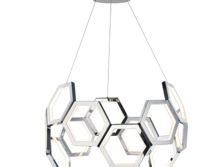 Polygon 30 in. LED Pendant Light Chrome finish For Cheap