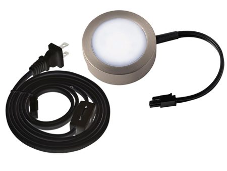 3  LED Puck Light with Power Cord, 27K|30K|35K, 120V, Brushed Nickel on Sale