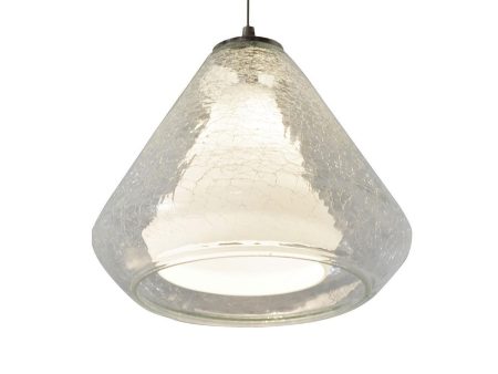 Armitage 10 in. LED Pendant Light 120V 3000K Satin Nickel finish with Clear Crackle & White shade For Discount