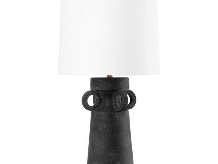 Santa Cruz Table Lamp Ceramic Artifact Black with Patina Brass Accents Online Hot Sale