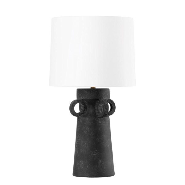 Santa Cruz Table Lamp Ceramic Artifact Black with Patina Brass Accents Online Hot Sale