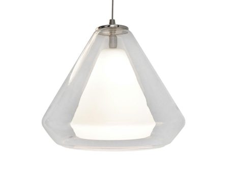 Armitage 10 in. LED Pendant Light 120-277V 4000K Satin Nickel finish with Clear & White shade Sale