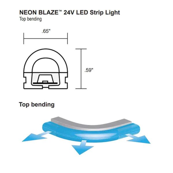 BLAZE Blue Neon LED Strip Light, 32 feet Reel, 24V, Top Bending Online Sale