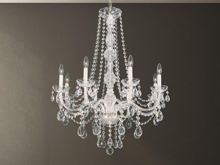 Arlington 8 Lights Polished Silver Chandelier with Clear Heritage Crystals Supply