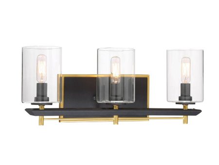 Sable Point 20 in. 3 lights Vanity Light Black & Gold finish Discount