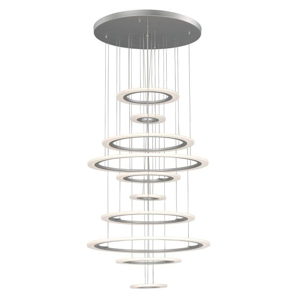 Saturn II 30 in. 10 Lights LED Pendant Light Silver Finish Cheap