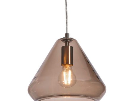 Armitage 10 in. Pendant Light Satin Nickel finish with Brown shade Online Sale