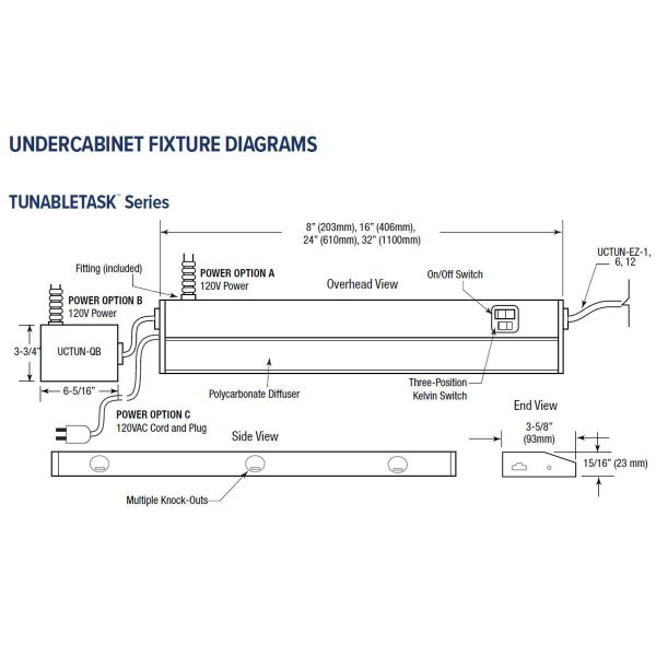 TunableTask 8  Adjustable Kelvin LED Under Cabinet Light, 430 Lm, 2700K to 5000K, 120V, Bronze Sale