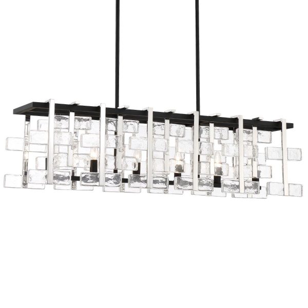 Painesdale 45 in. 6 Lights Chandelier Black & Polished Nickel Finish For Cheap