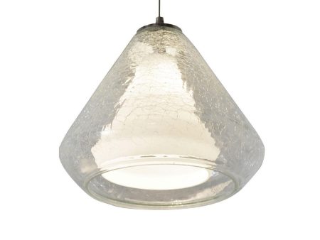 Armitage 10 in. LED Pendant Light 120V 4000K Satin Nickel finish with Clear Crackle & White shade Hot on Sale