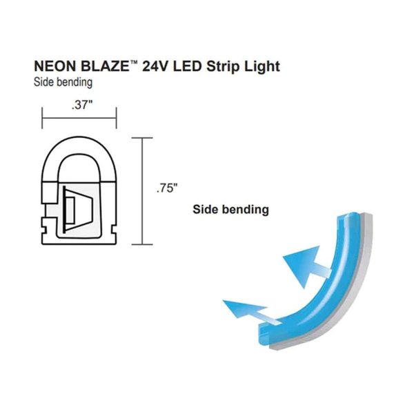 65ft Neon Blaze Flexible LED Lighting, Blue, 24V, Side Bending Supply