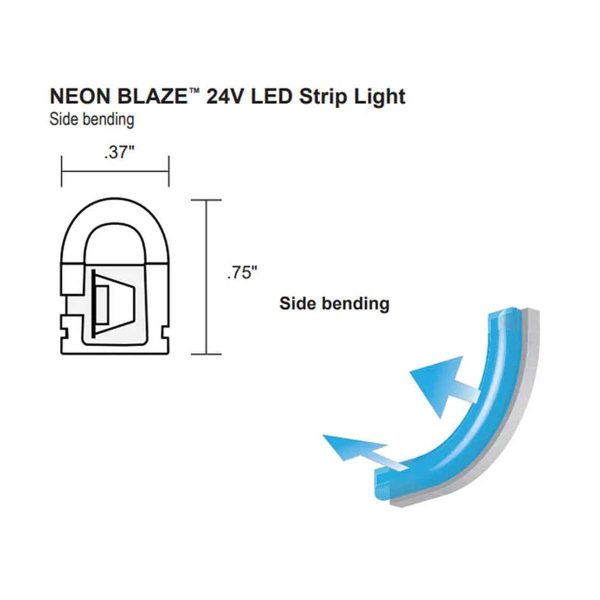 65ft Neon Blaze Flexible LED Lighting, Red, 24V, Side Bending Supply