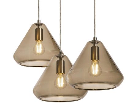 Armitage 3 lights Pendant Light Satin Nickel finish with Brown shade Online Hot Sale