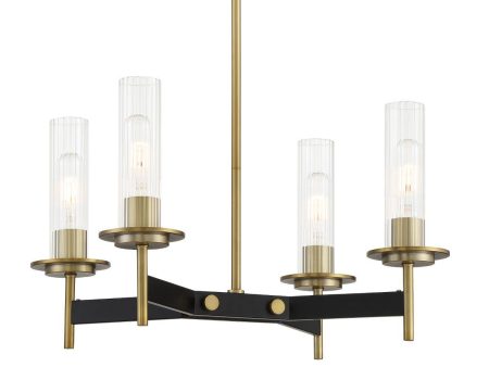 Baldwin Park 18 In. 4 Lights Chandelier Black & brass Finish For Discount