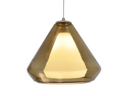 Armitage 10 in. LED Pendant Light 120V 4000K Satin Nickel finish with Brown & White shade Hot on Sale