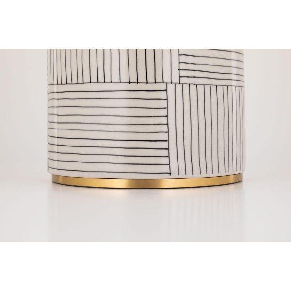 Borneo Table Lamp Aged Brass with White Stripes Combo Finish Online Hot Sale