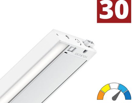 6U 30in. LED Under Cabinet Light, 2700K|3000K, 1000 Lumens, 120V, White Online Sale