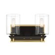 Sable point 12 in. 2 lights Vanity Light Black & Brass Finish Online Hot Sale