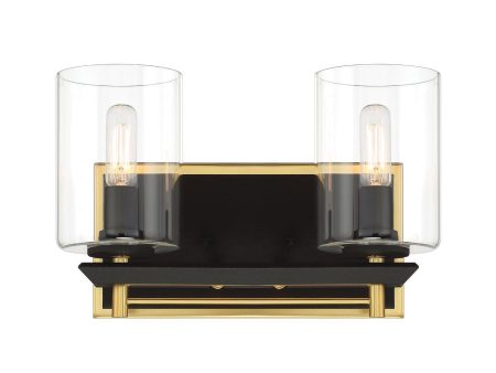 Sable point 12 in. 2 lights Vanity Light Black & Brass Finish Online Hot Sale