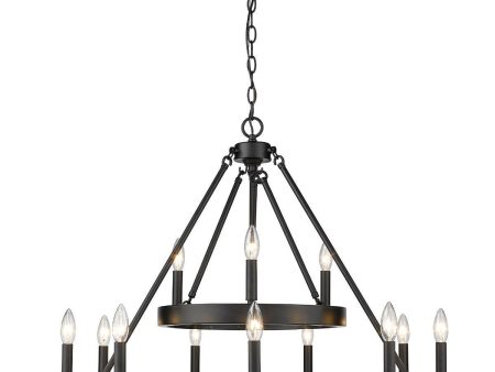 Alastair 12 lights 32 in. Chandelier Black finish Fashion