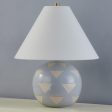 Minnie Round Table Lamp Ceramic Blue Geometric Pattern with Aged Brass Accents Cheap