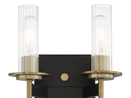 Baldwin Park 11 In. 2 Lights Vanity Light Black & brass Finish Online