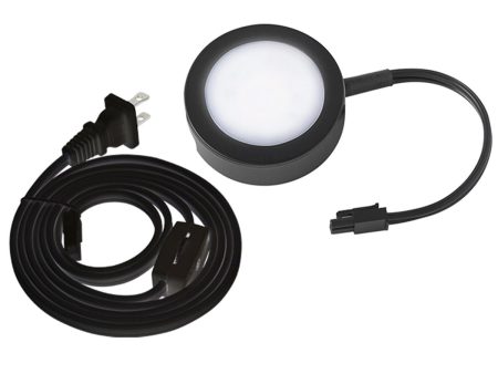 3  LED Puck Light with Power Cord, 27K|30K|35K, 120V, Black Supply