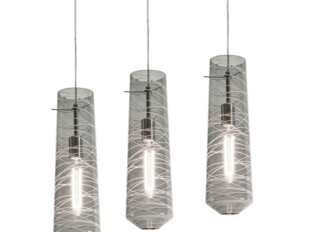 Spun 41 in. 3 Lights Pendant Light Satin Nickel Finish Smoke Shade Online Sale