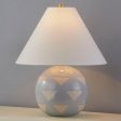 Minnie Round Table Lamp Ceramic Blue Geometric Pattern with Aged Brass Accents Cheap