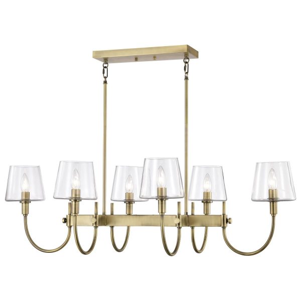 Brookside 42 in. 6 lights Pendant Light Vintage Brass Finish Cheap