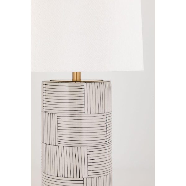 Borneo Table Lamp Aged Brass with White Stripes Combo Finish Online Hot Sale