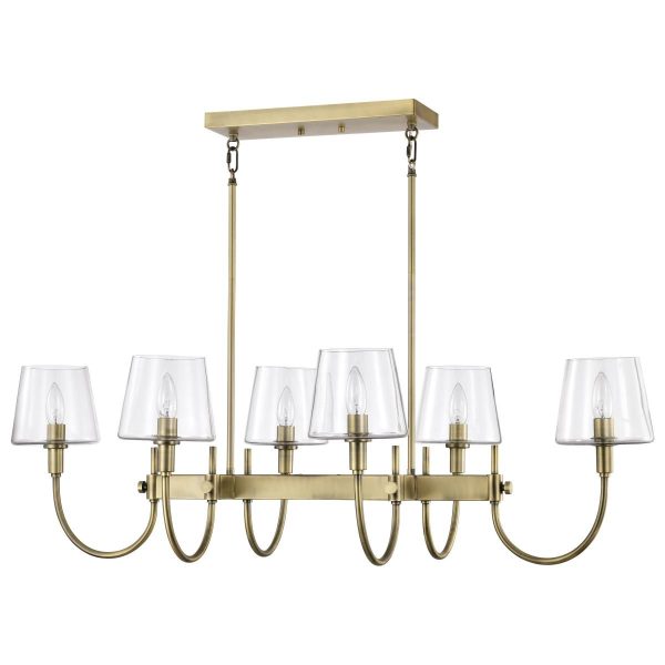 Brookside 42 in. 6 lights Pendant Light Vintage Brass Finish Cheap