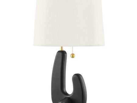 Regina Table Lamp Blackened Wood Base with Aged Brass Accents Online