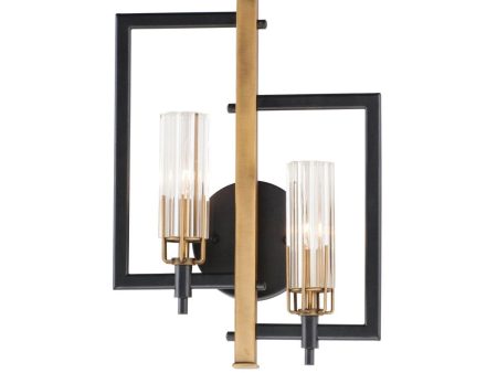 Flambeau 18 in. 2 Lights Vanity Light Antique Brass & Black Finish For Cheap