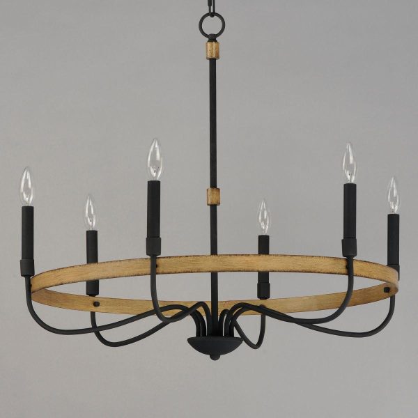 Franklin 29 in. 6 Lights Chandelier Black Finish Discount