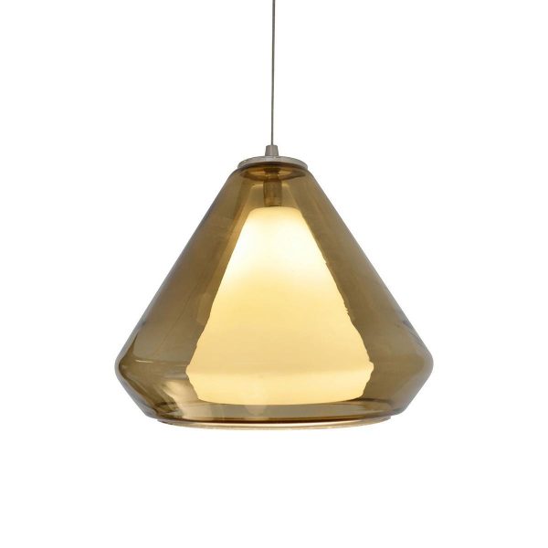 Armitage 10 in. LED Pendant Light 120V 3000K Satin Nickel finish with Brown & White shade Cheap