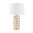 Minnie Tall Table Lamp Ceramic White Geometric Pattern with Aged Brass Accents on Sale