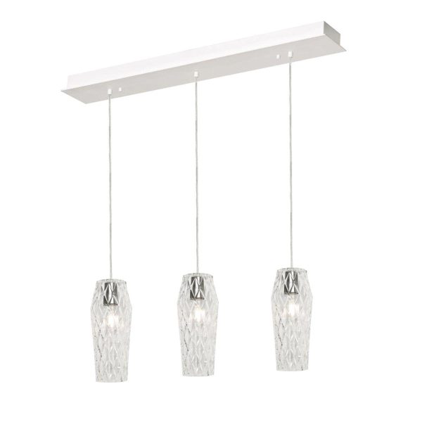 Candace 36 in. 3 Lights Pendant Light Satin Nickel Finish Clear Shade For Cheap