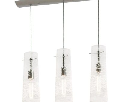 Spun 41 in. 3 Lights Pendant Light Satin Nickel Finish Clear Shade For Cheap