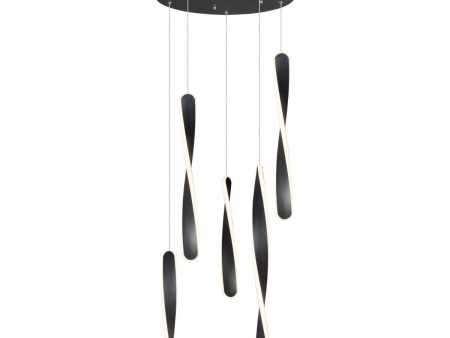 Pirouette 16 in. 5 Lights LED Pendant Light Black finish Online