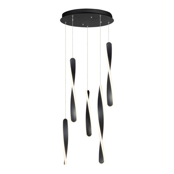 Pirouette 16 in. 5 Lights LED Pendant Light Black finish Online