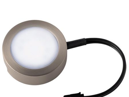 120V 3-CCT Puck Light with Lead Wire, 3  Wide, 27K|30K|35K, Brushed Nickel Online Hot Sale