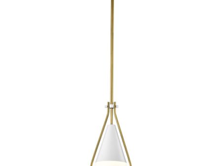 Admiral 7 in. Pendant Light Matte White and Natural Brass Finish For Discount